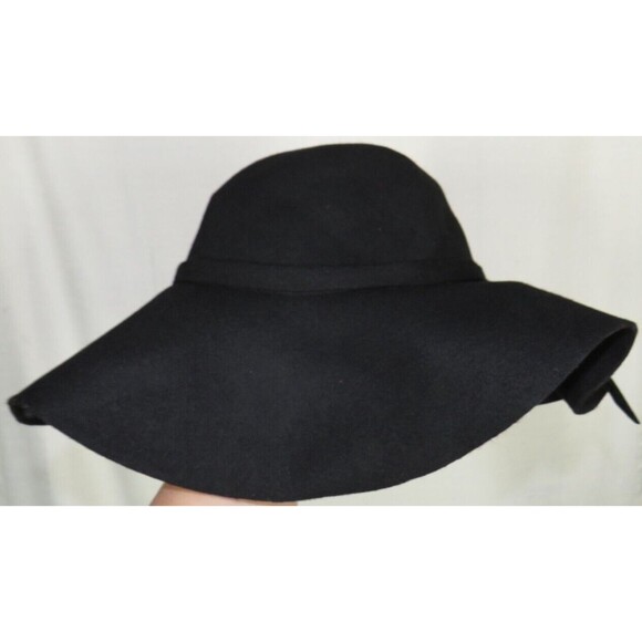 Bienvenu Women's Black Wool Wide Brim Floppy Hat NEW - Picture 5 of 12